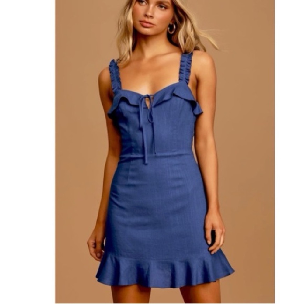 Days Like This Royal Blue Sleeveless Ruffled Mini Dress NWT